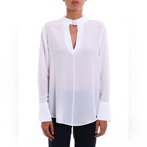 Equipment Janelle Silk White Top Collared Blouse Women's XS